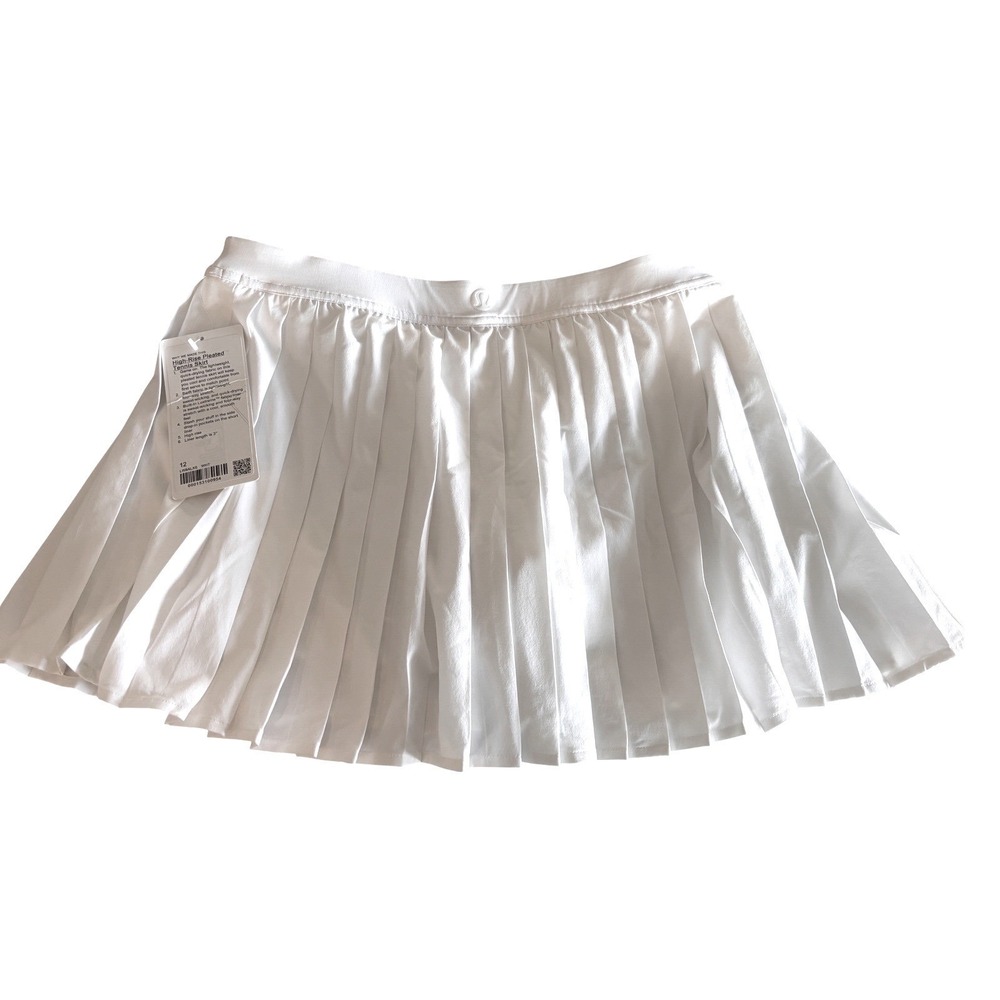 Lululemon High-Rise Pleated Tennis Skirt White Size 12 LW8ALXS WHT NWT